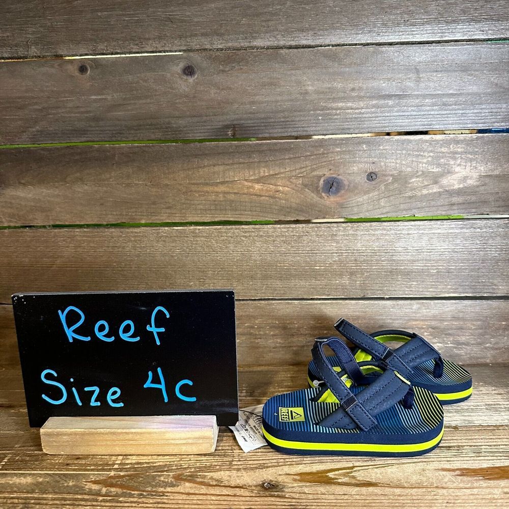 New NWT Little Kids‎ Childrens Reef Ahi Blue Thong Sandals Flip Flops Size 4 C